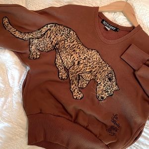 1970’s crewneck sweater leopard embroideryJebb Levy Loubella Extandables